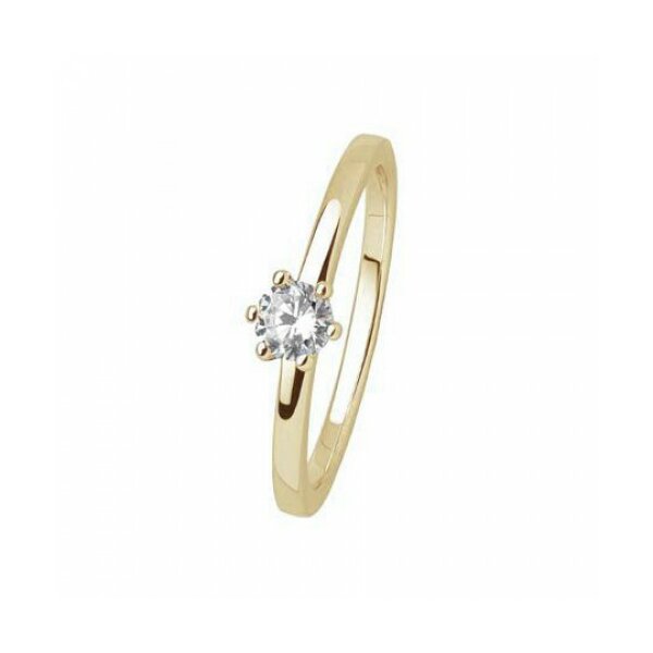 Ring 925 Silber gelb vergoldet Zirkonia 6 Krappen-Fassung