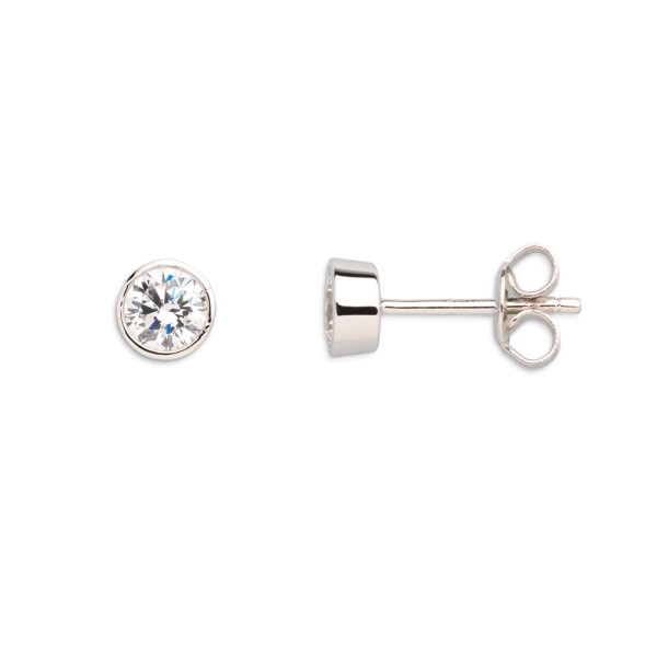 Ohrschmuck 925 Silber rhodiniert Zirkonia Zargenfassung