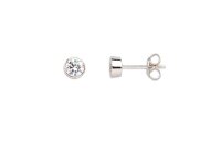 Ohrschmuck 925 Silber rhodiniert Zirkonia Zargenfassung