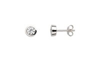 Ohrschmuck 925 Silber rhodiniert Zirkonia Zargenfassung
