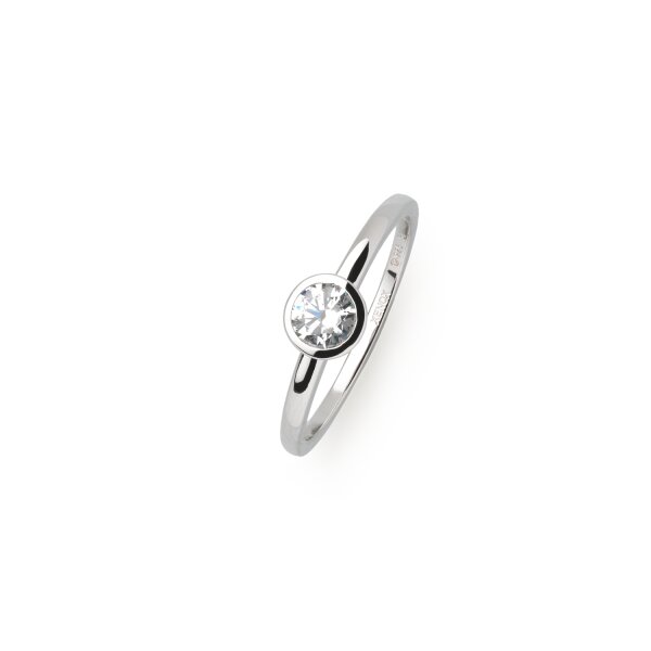 Ring 925 Silber rhodiniert Zirkonia Zargenfassung