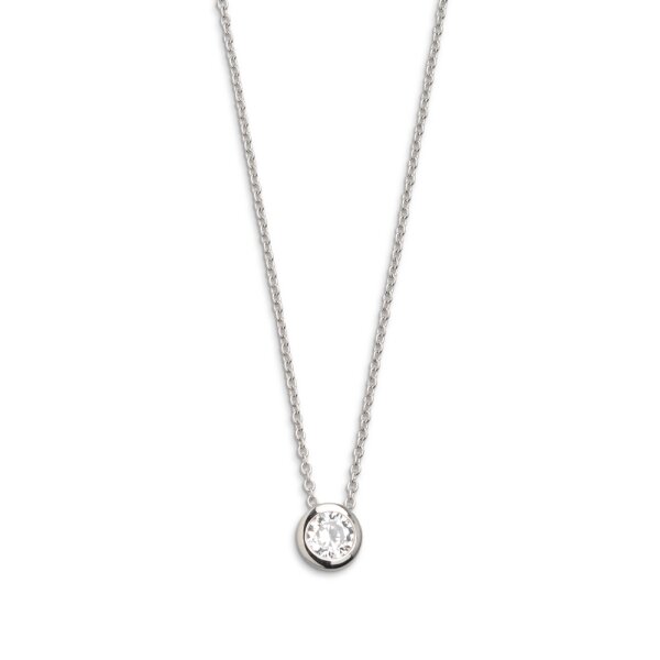 Halsschmuck 925 Silber rhodiniert Zirkonia Zargenfassung