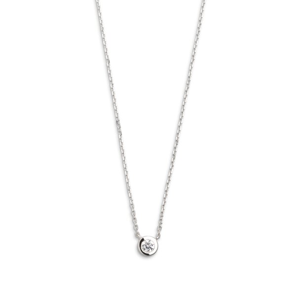 Halsschmuck 925 Silber rhodiniert Zirkonia Zargenfassung