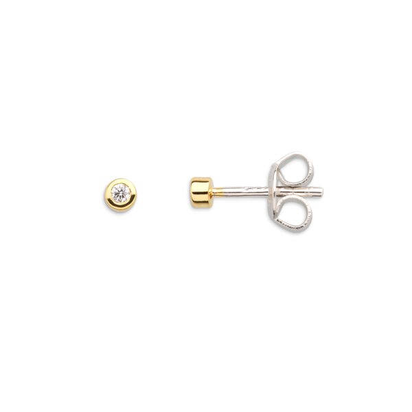 Ohrschmuck 925 Silber gelb vergoldet Zirkonia Zargenfassung
