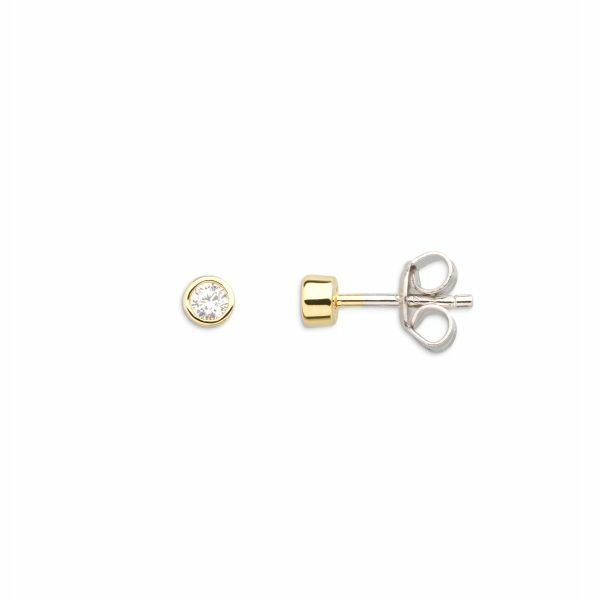 Ohrschmuck 925 Silber gelb vergoldet Zirkonia Zargenfassung