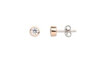 Ohrschmuck 925 Silber rose vergoldet Zirkonia Zargenfassung