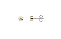 Ohrschmuck 925 Silber gelb vergoldet Zirkonia Zargenfassung