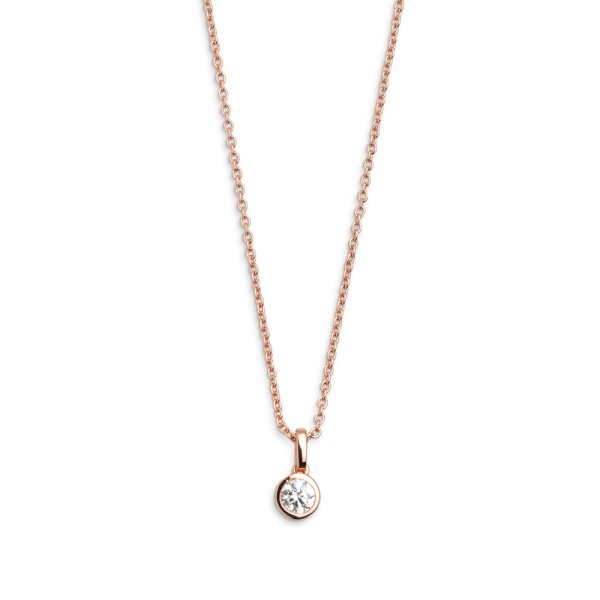 Halsschmuck 925 Silber rose vergoldet Zirkonia Zargenfassung