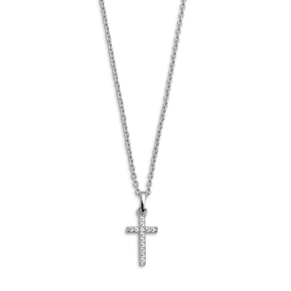 Halsschmuck 925 Silber rhodiniert Zirkonia Kreuz