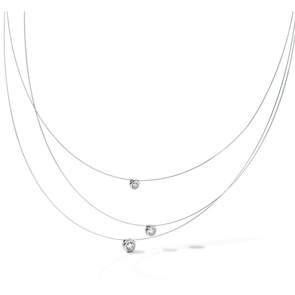 Halsschmuck Edelstahl 3reihig 3 Brillanten 0,19ct