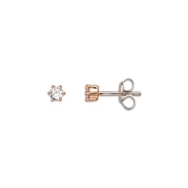Ohrschmuck 925 Silber rose vergoldet Zirkonia 6 Krappen-Fassung