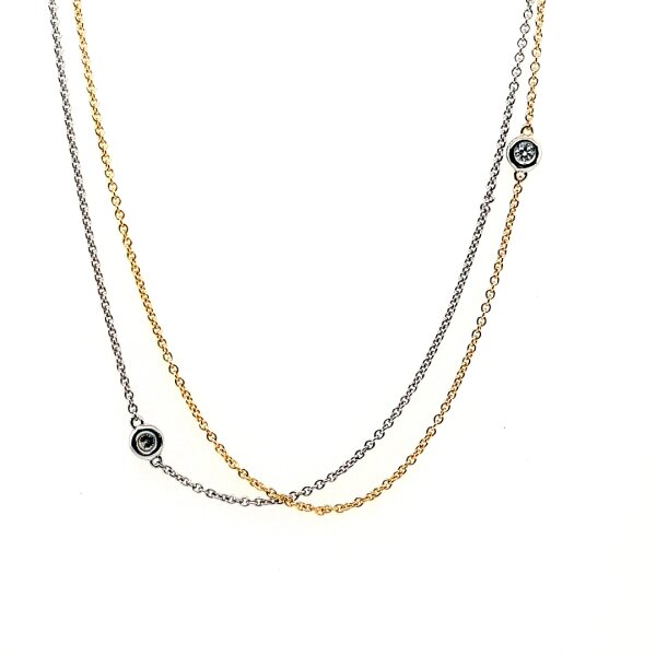 Halsschmuck 14 Karat Weiss/Gelbgold 0,17ct