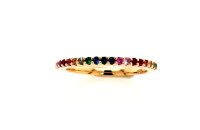 Ring 14 Karat Gelbgold Saphire&Tsavorit&Rubine&Iolithe
