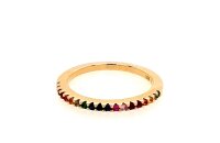 Ring 14 Karat Gelbgold Saphire&Tsavorit&Rubine&Iolithe