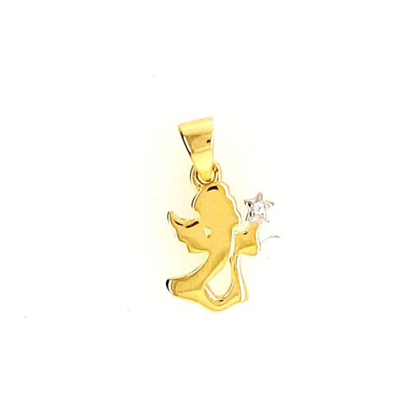 Anh&auml;nger 14 Karat Gelbgold Schutzengel mit Zirkonia