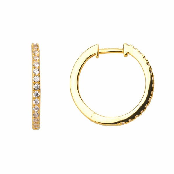 Ohrschmuck925 Silber gelb vergoldet Zirkonia Kreolen