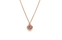 Halsschmuck 18 Karat Rotgold Brill.0,08ct Saphir 0,15ct
