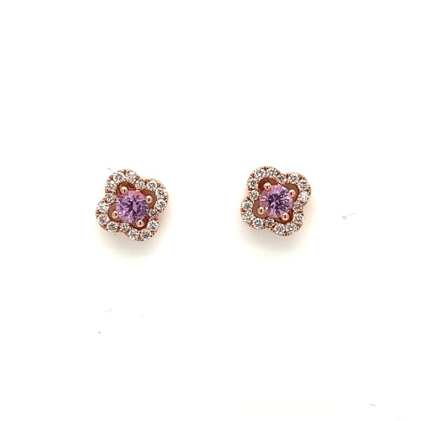 Ohrschmuck 18 Karat Rotgold Brill. 0,16ct Saphir 0,30ct