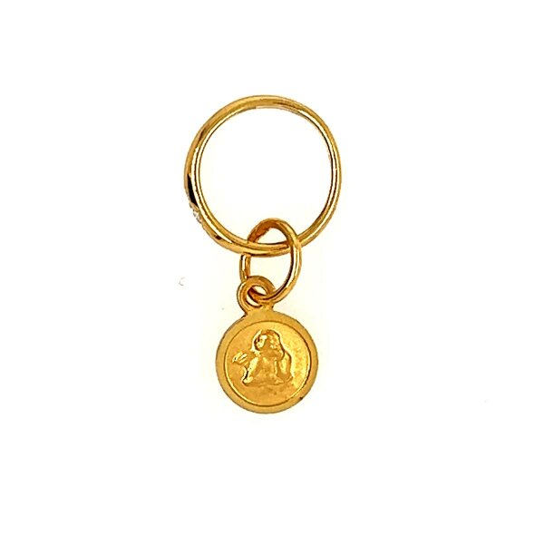 Anh&auml;nger 14 Karat Gelbgold Taufring mit Schutzengel Zirkonia