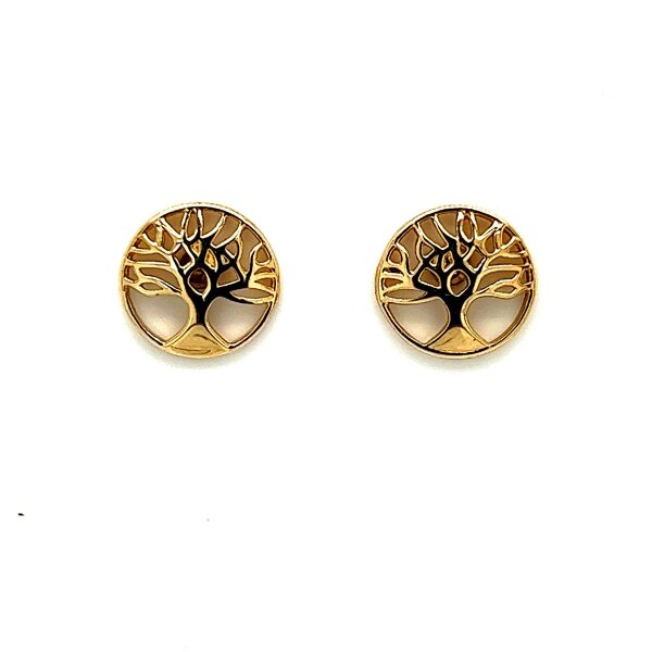 Ohrschmuck 14 Karat Gelbgold Lebensbaum