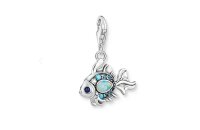 Anh&auml;nger 925 Silber Fisch mit blauen Steinen