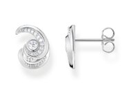 Ohrschmuck 925  Silber Welle mit weissen Steinen