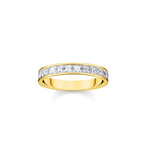 Ring 925 Silber Pav&eacute; weisse Steine gelbvergoldet