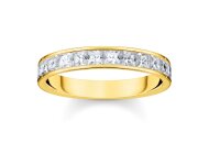 Ring 925 Silber Pav&eacute; weisse Steine gelbvergoldet