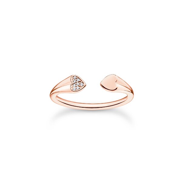 Ring 925 Silber Ros&eacute;rgold Herzen mit Zirkonia