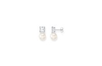 Ohrschmuck 925 Silber Perle mit weissem Stein