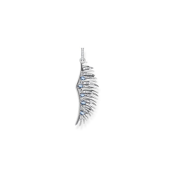 Anh&auml;nger 925 Silber Ph&ouml;nix-Fl&uuml;gel mit blauen Steinen