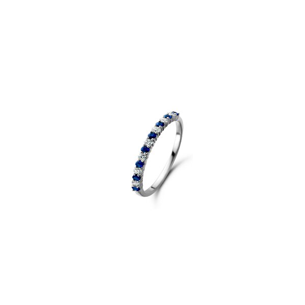 Ring 18 Karat Weissgold Brillanten 0,11ct G si Saphire 0,15ct