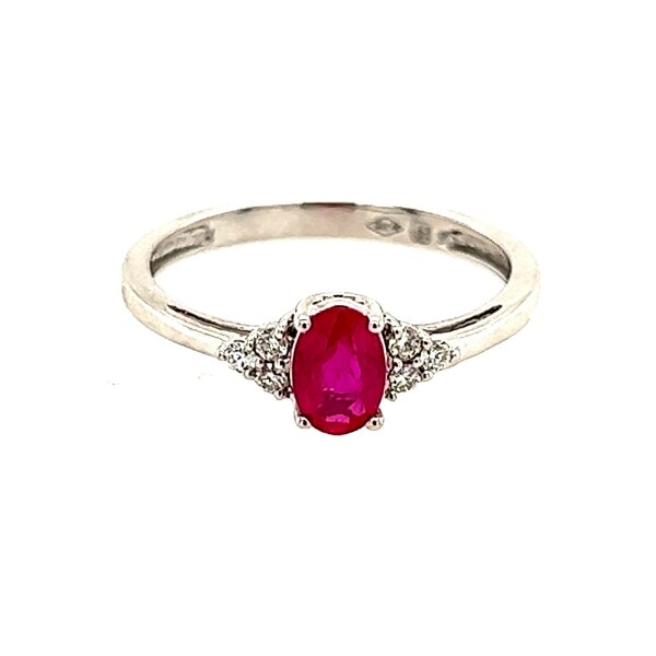 Ring 18 Karat Weissgold Brillanten 0,08ct Rubin 0,56ct