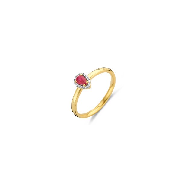 Ring 18 Karat Gelb/Weissgold Brillanten 0,045ct G si Rubin 0,25ct