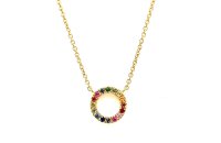 Halsschmuck 14 Karat Gelbgold mit Saphir, lolite, Rubine,...