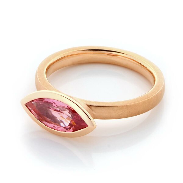 Ring 18 Karat Rotgold Turmalin rosa Navette 1,15ct
