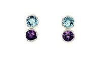 Ohrschmuck 18 Karat Weissgold Amethyste 2,61ct Aquamarine...