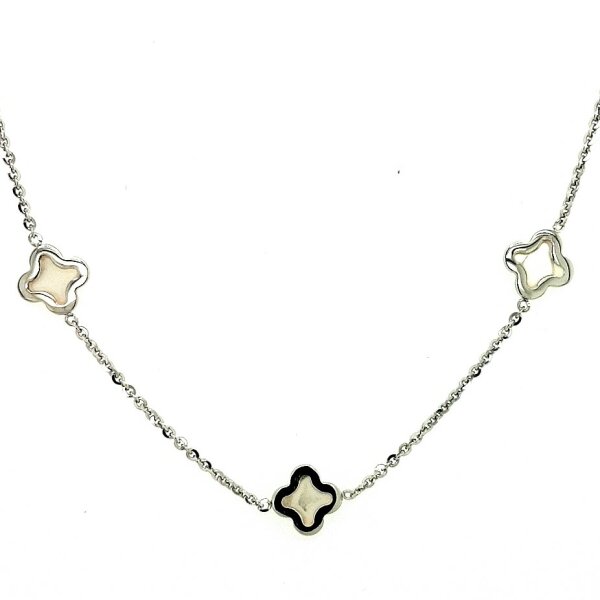 Halsschmuck 14 Karat Weissgold Perlmutt
