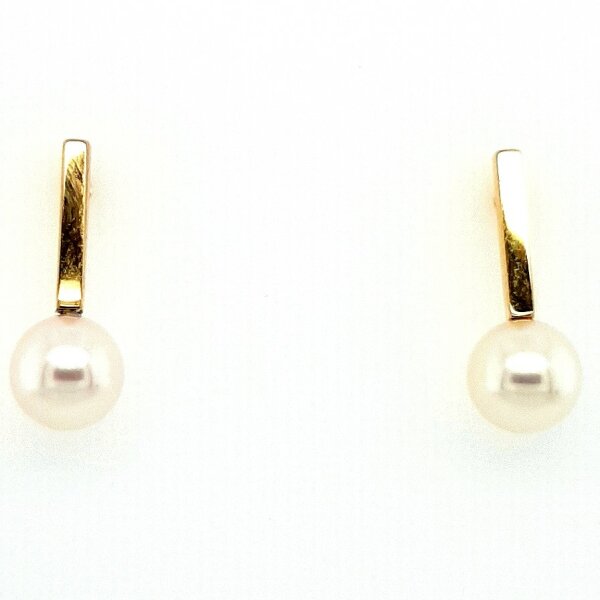 Ohrschmuck 18 Karat Gelbgold Akoyaperlen