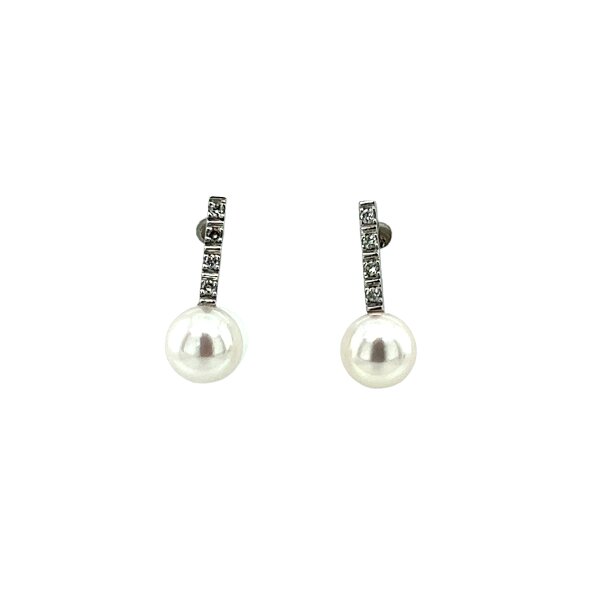 Ohrschmuck 18 Karat Weissgold Brillant 0,064ct G si Akoya Zuchtperle