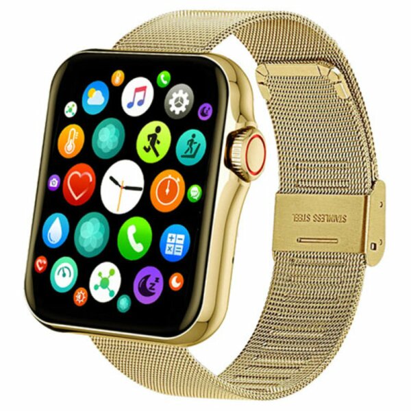 Smartwatch mit Edelstahl Armband gelb