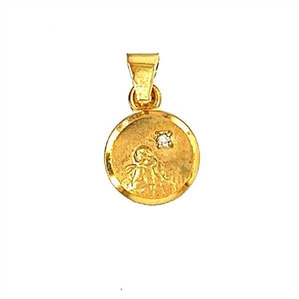 Anh&auml;nger 14 Karat Gelbgold Schutzengel mit Brillant 0,005ct