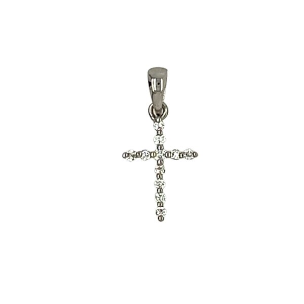 Anh&auml;nger 14 Karat Weissgold Kreuz mit Brillanten 0,05ct W/Si