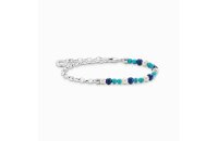 Armschmuck 925 Silber mit blauen Beads und weissen Perlen