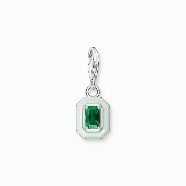 Anh&auml;nger 925 Silber mit gr&uuml;nem Stein Kaltemail