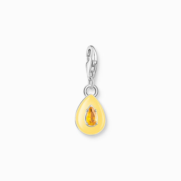 Anh&auml;nger 925 Silber Tropfen orange Kaltemail