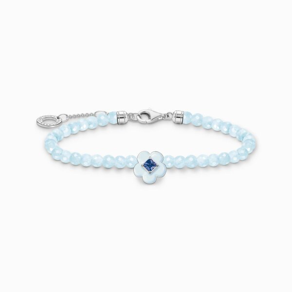 Armschmuck 925 Silber blauen Jade Beads Kaltemail
