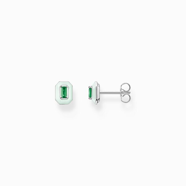 Ohrschmuck 925 Silber mit gr&uuml;nem Stein Kaltemail