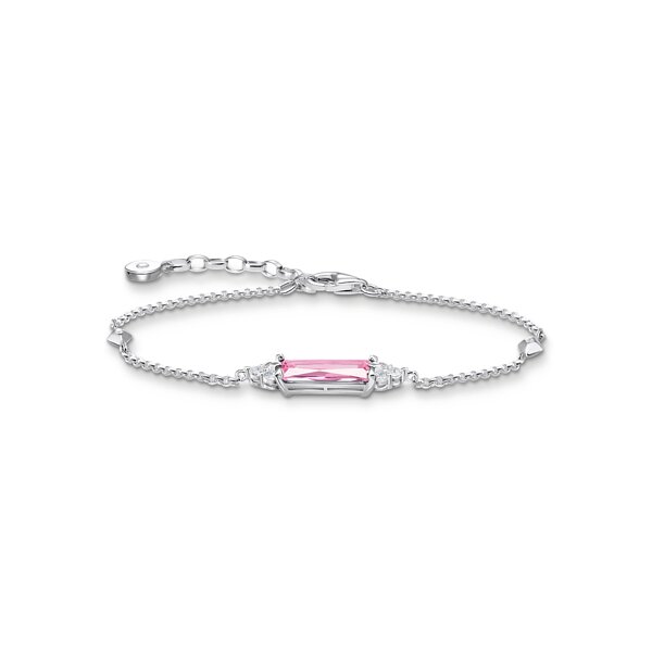 Armschmuck 925 Silber mit pinkem und weissen Steinen