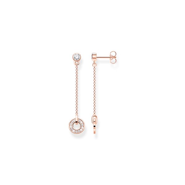 Ohrschmuck 925 Silber 18 Karat rotvergoldet Kreis mit weissen Zirkonia
